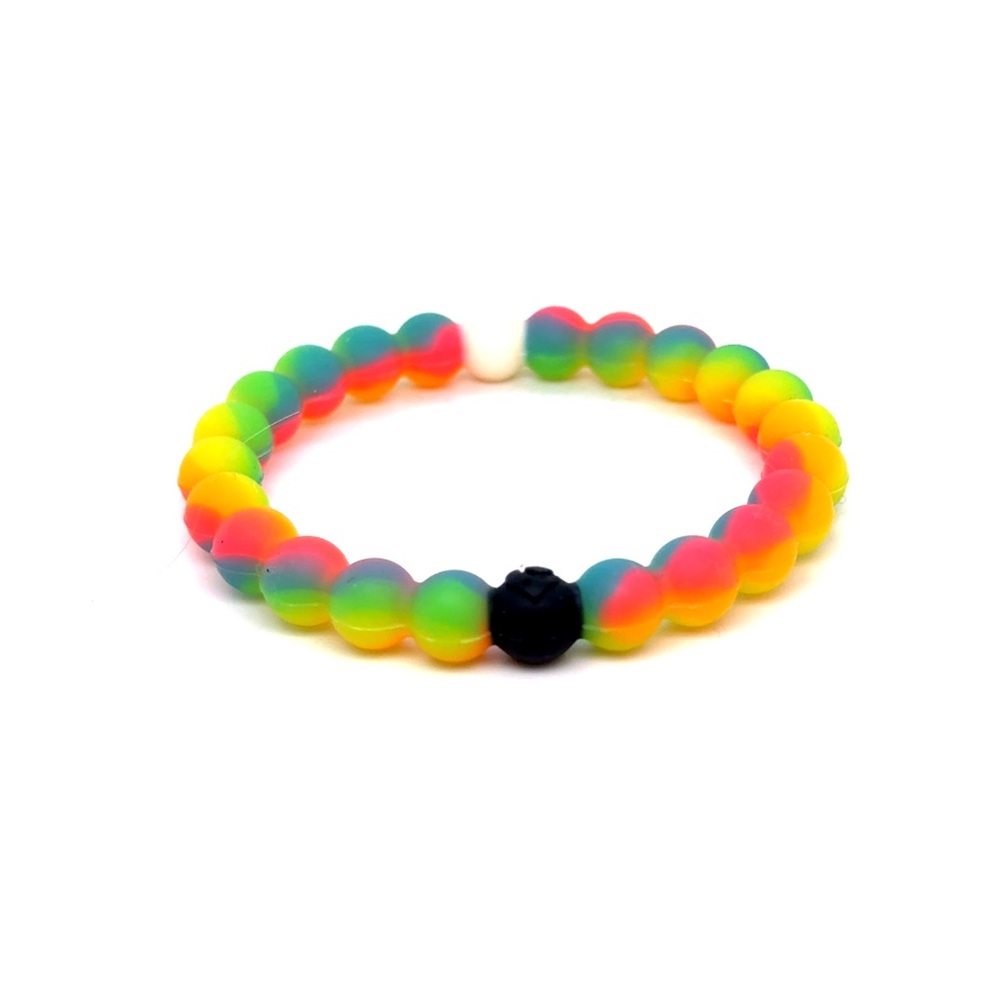 Lokai Neon Rainbow Bead Bracelet with Black Accent (Read Description)